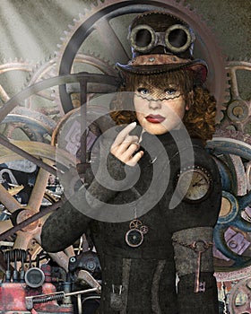 Surreal Steampunk Woman, Vintage Technology