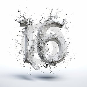 Surreal Theatrics: Exploring The Numeral 16 In A Water Splash