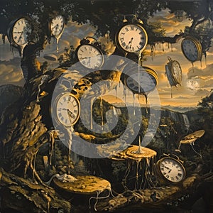 Surreal Time Forest with Melting Clocks