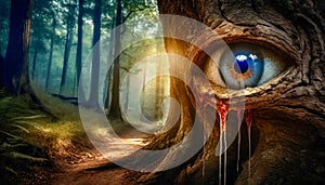 Surreal Tree, Forest, Woods, Eye