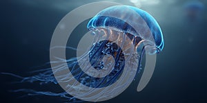 A Surreal Underwater Scene with a Glowing Jellyfish for Ocean, Fantasy, and Surreal Projects photo