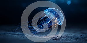 A Surreal Underwater Scene with a Glowing Jellyfish for Ocean, Fantasy, and Surreal Projects photo