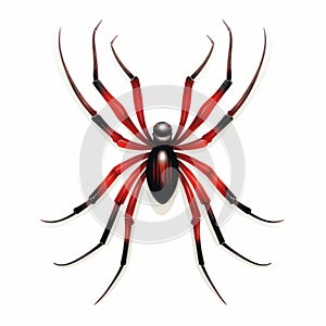 Surreal Vector Illustration Of Large Black And Red Spider In Georgia O\'keeffe Style