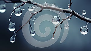 Surreal Water Drops On Tree Branches Wallpaper