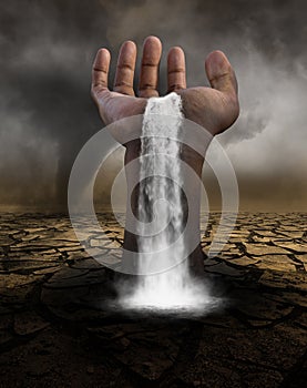 Surreal Waterfall, Desolate Desert Landscape photo