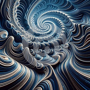 Surreal wave pattern with distorted perspectives, photorealist photo