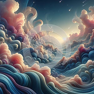 Surreal wave pattern with dreamy and ethereal qualities, photo photo