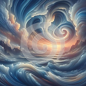 Surreal wave pattern with dreamy and ethereal qualities, photo photo