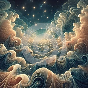 Surreal wave pattern with dreamy and otherworldly qualities, p photo