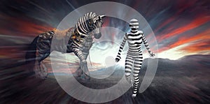 Surreal Zebra Woman, Wilflife, Stripes