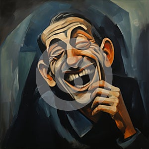 Surrealism Poster Laughing Man In Jewish Culture Theme