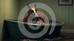 Surrealist Horse Soaking In Bathtub: Object Portraiture Specialist