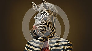 Surrealist Portrait Of Zebra In Overcoat: Detailed And Contemporary Realist Photography