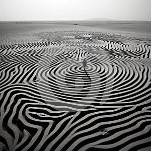 Surrealist Portraiture: Capturing The Swirl Patterns Of A Deserted Beach photo