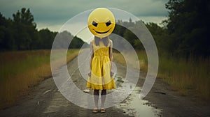 Surrealist Subconsciousness The Eerie Smiley Face Girl On The Gravel Road