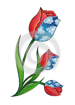 Surrealist tulip flowers.