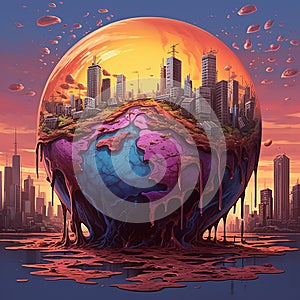 Surrealistic alien planet scenery. Created using ai generative.