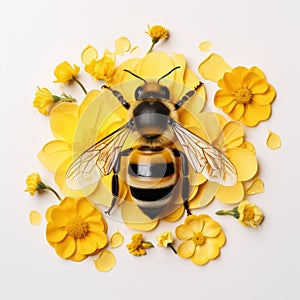 Surrealistic Bee In Georgia O\'keeffe Style On White Background