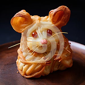 Surrealistic Cheese Mouse On Plate: A Delightful Object Portraiture Specialist