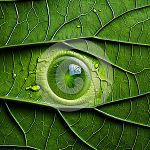 Surrealistic Close-up The Eye Of The Eye On An Iris Leaf