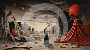 A surrealistic representation of a nightmare