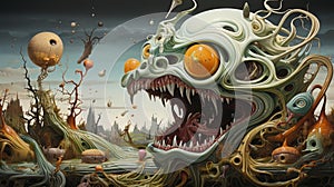 A surrealistic representation of a nightmare