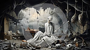 A surrealistic representation of a nightmare