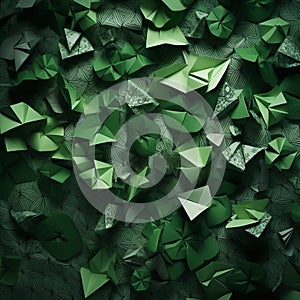 Surrealistic Origami: A Green Background Inspired By Environmentalism