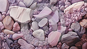 Surrealistic Painting Of Muted Tones: Organic Pebbles In Hyper-detail photo