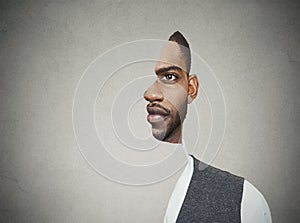 Surrealistic portrait front with cut out profile of a young man