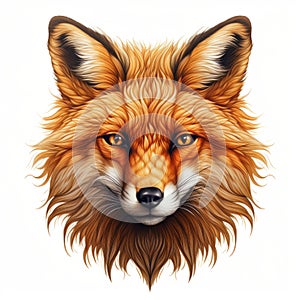 Surrealistic Red Fox Head Vector Illustrations On White Background