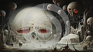 A surrealistic representation of a nightmare