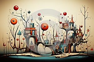 Surrealistic Whimsy Surreal abstract scene - abstract background composition