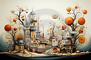 Surrealistic Whimsy Surreal abstract scene - abstract background composition