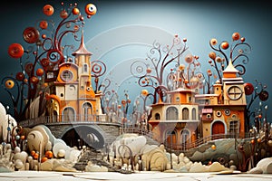 Surrealistic Whimsy Surreal abstract scene - abstract background composition