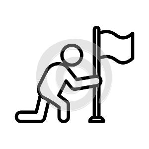 Surrender, capitulate, give up icon linear logo mark in black and white