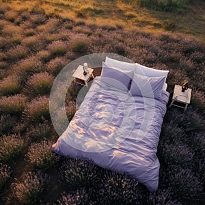 Lavender Dreams: Aerial Oasis with a Kingsize Bed Bliss