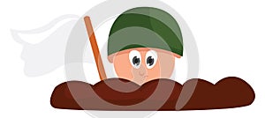 Surrender with white flag, illustration, vector