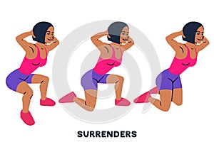 Surrenders. Sport exersice. Silhouettes of woman doing exercise. Workout, training