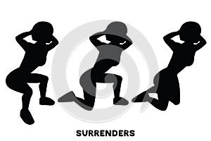 Surrenders. Sport exersice. Silhouettes of woman doing exercise. Workout, training