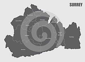 Surrey county administrative map