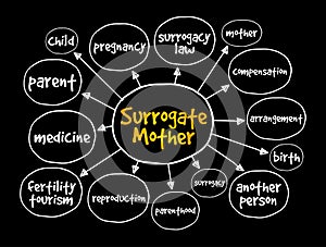 Surrogate mother mind map, concept for presentations and reports