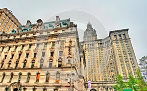 Surrogate`s Courthouse and Manhattan Municipal Building in New York City, USA