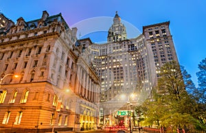 Surrogate`s Courthouse and Manhattan Municipal Building in New York City, USA