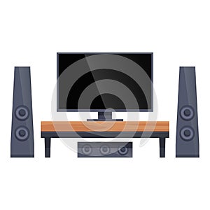 Surround home theater icon cartoon vector. Family studio