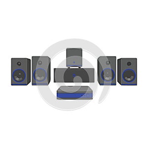 Surround Sound System Flat Vector Illustration