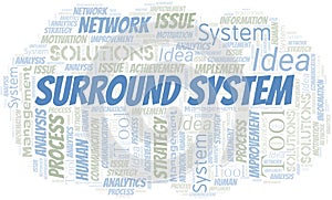 Surround System typography vector word cloud.
