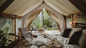 Surrounded by nothing but stillness a luxurious tent becomes a sanctuary for those seeking solitude and connection with