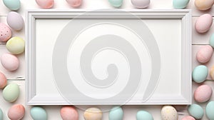 Surrounded pastel dyed eggs Eastertide ai generated frame mock up