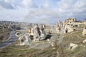 The surrounding area of Goreme january day. Cappadocia